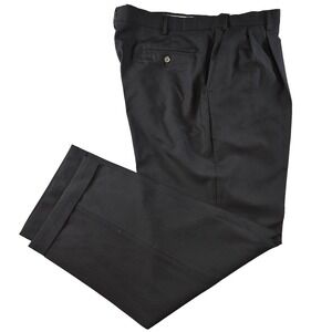 Berle Pants Mens 40Lx31 Black Dress Pleated Classic Microfiber Polyester Blend